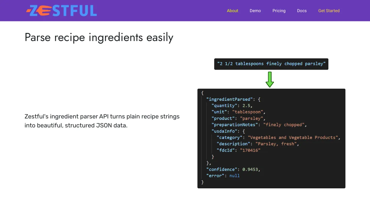 Screenshot of Zestful website